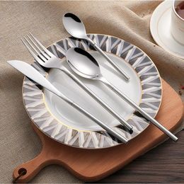 Dinnerware Sets Korean Style Set 24-piece Luxury Solid Silver 18/10 Stainless Steel Cutlery Top Knives Tablespoons Forks 6peron