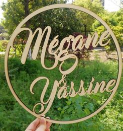 Custom Wedding Wooden Circle Sign Personalized Bride and Groom Name Wedding Po Props Rustic Wall Decoration1404847