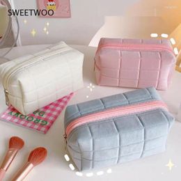 Cosmetic Bags 1 Pc Hair Makeup Bag For Women Large Solid Color Zipper Pouch Make Cleaning
