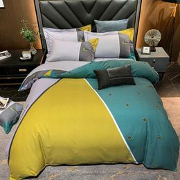 Bedding Sets Simple Modern Cotton Home Set Mixed Colour Geometric Pattern Four Pieces X6