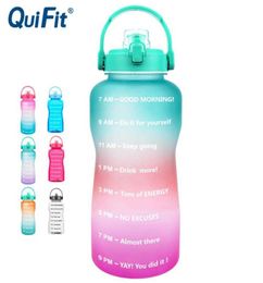 QuiFit 2L 64OZ 38L 128OZ Tritan Gallon Water Bottle With FlipFlop BPA Drink Bottles Portable Sports phone Stand GYM Jug 2105735444