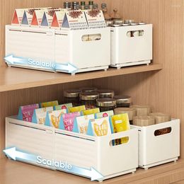 Kitchen Storage Box Retractable Multifunctional Basket Cabinet Desktop Snack Spice Fridge Organiser