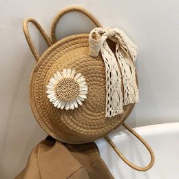 Evening Bags Bohemia Handmade Straw Small Round Handbag Summer Beach Women Messenger Shoulder Girls Claaaic Fashion Crossbody Bag 2024