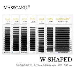 False Eyelashes MASSCAKU W Design Volmue Prefabricated Fan Eyelash 3D 4D 5D 6D 7D 8D 10D C/D Curled Natural Soft Light Full Density Extension Q240510