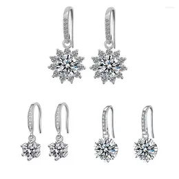 Dangle Earrings 5-6.5mm D Color Moissanite S925 Sterling Silver Drop Sunflower For Women Earing Wedding Luxury Fine Jewelry