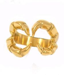 FANSSTEEL STAINLESS STEEL mens or womens punk vintage Jewellery CRAB CLAW RING BIKER RING GIFT 13W75G84965499634684