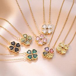 Dwa sposoby na noszenie Diamentowego Naszyjnika Fashion Four-Leaf Clover Diamond Temperament Mały miłość Dzieci Naszyjnik Walentynki Przyjęcie urodzinowe Prezent Luksusowa biżuteria Prezent biżuterii