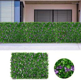 Decorative Flowers Expandable Faux Privacy Fence Simple Installation Artificial Green Leaf Fencing Panel For Balcony Garden Decoration