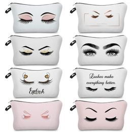 Storage Bags Customize Women's Eye Lashes Style Lovely Sweet Print Cosmetic Cartoon Fashion Female Makeup Bag Hipster Gift Pencil Cases