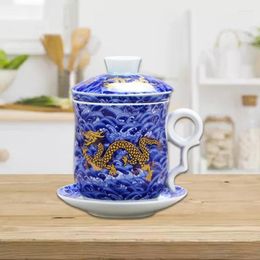 Teaware Sets Chinese Pattern Tea-Mug With Strainer Infuser And Lid Saucer Ceramic Tea Mug Drop