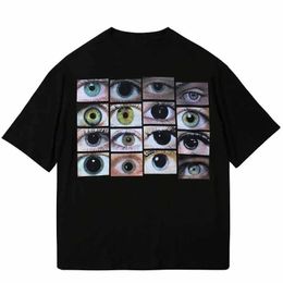 Men's T-Shirts Summer Oversized Men Hip Hop Strtwear T Shirt Eyes Printed Harajuku Y2K T-shirt Cotton Casual Shirt Short Slve Tops Ts T240506