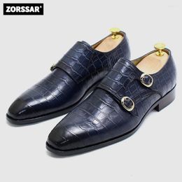 Dress Shoes 2024 Style Men's Business Double Buckle Genuine Leather Crocodile Vintage Gentleman Formal Oxford For Men