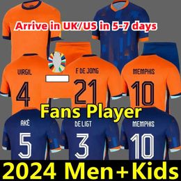 2024 Euro Soccer Jersey European Cup 23 24 Holland Club Jersey F.DE JONG VIRGIL DUMFRIES BERGVIJN 2024 KLAASSEN BLIND DE LIGT Men Kids Kit Football Shirt