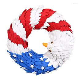 Decorative Flowers Americana Patriotic Wreath Handcrafted Memorial Day Festival Garland Decoration Front Door Wall Home Decor
