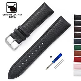 Litchi Pattern Soft Leather Watch Band Bracelet 14mm 16mm 18mm 20mm 22mm Replacement Wrist Straps Watchbands 240510