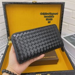 Mirror Original import 1:1 designer wallets BOTVEN cowhide luxury women purses Top workmanship YKK Hardware zipper woman clutch wallet woven pattern purse bag