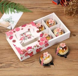 Gift Wrap 23.5 16.5 5cm Flower Pattern Potable Mooncake Box With Handle Biscuit Candy Chocolate Pastry Packing Boxes100pcs SN
