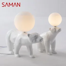 Table Lamps SAMAN Nordic Modern Lamp Creative White Glass Resin Desk Lights LED Decor For Home Children Bedroom Living Room