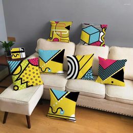 Pillow Style Plush Cover For Sofa Home Decor Patchwork Geometric Throw Pillowcase Print Square Case 45 45cm