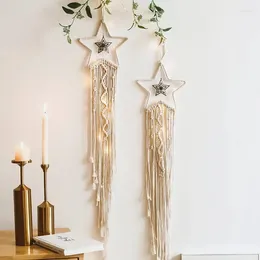 Decorative Figurines 2024 Nordic Woven Tapestry Dream Catcher Handmade Pendant Home Wall Hanging Star Moon Decoration Cloth