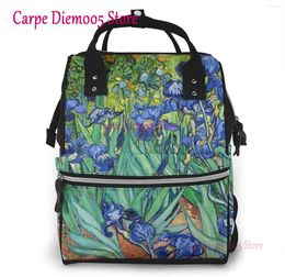 Backpack Irises By Oil Paintings Printed Mummy Diaper Bag Multi-Function Maternity Nappy Bags Kid With Laptop Pocket