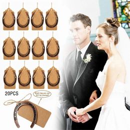 Party Favour 20Set Creative DIY Wedding Horseshoe Pendant With Blank Kraft Paper Tags Label Baby Shower Souvenir