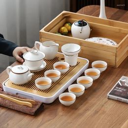 Teaware Sets Wooden Luxury Tea Table Set Ceramic Minimalist Household With Tray Cup Kitchen Accessories