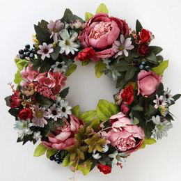 Decorative Flowers Fall Lighted Wreaths Artificial Door Wreath Decoration Floral Wall For Spring Summer All Seasons