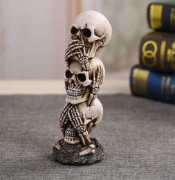 Halloween Statue Decor Horror 3 Layer Skull Ornament Home Desk Fish Tank Gift Festival Party ation Supplies 72 Y2009179511733