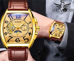Relogio Masculino Sewor Men Watch Automatic Mechanical Tourbillon Sport Male Clock Top Brand Luxury Gold Classic Man Wristwatch Y18080220