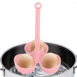Spoons Boiled Egg Holder Silicone Steamed Tray Heatproof Cooker Creative Kitchen Gadget Dining Tool With 3 Grids For Boiling And