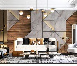 Wallpapers Custom Modern Light Luxury Wood Grain Marble Po Wallpaper 3D Murals For Living Room El Backdrop Wall Paintings