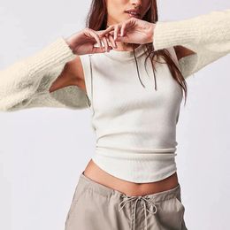 Women's Knits Autumn Winter Fashion Short Knitwear Long Sleeve Solid Colour Open Front Knit Shrug Crop Cardigan Tops