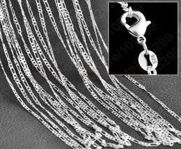 10pcsLot 2mm Figaro Chain 925 Sterling Silver Jewellery Necklace Chains with Lobster Clasps Size 16 18 20 22 24 26 28 30 Inch6481377