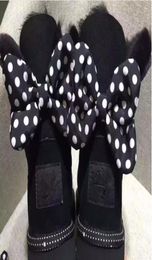 Latest luxury Design Short Baby Boy Girl Women Kids BowTie Snow Boots Integrated Keep Warm Boots EU Size 25414161104