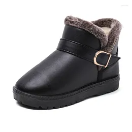 Boots Children Girls Winter Thick Warm Shoes Cotton-Padded Buckle Boys Baby Snow Kids 22-38 Plus Size