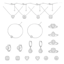 Stud Earrings Pumm S925 Sterling Silver Mini Circle Water Drop Love Adjustable Necklace Bracelet Earring Ring Simple Fashion Women's Jewellery
