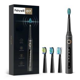 Fairywill Electric Sonic Toothbrush USB Charge FW507 Rechargeable Waterproof Electronic Tooth Brushes Replacement Heads Adult 240511