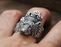 Cluster Rings European Domineering Crown Lion King Punk Male Yuzuk Jewellery Boho Thai Silver Colour Ring Unusual Gifts To Men Size 62339694