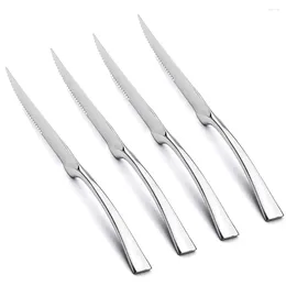 Dinnerware Sets 4Pcs Dinner Mirror Knife Set Stainless Steel Cutlery Gold Silverware Kitchen Flatware Western Restaurant Steak Knives