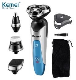 Kemei 3D electric razor 4 in 1 men shaving machine nose trimmer rechargeable floating beard shaver waterproof 100240V3599326