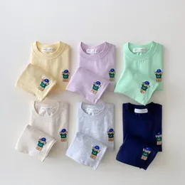 Clothing Sets Summer Korean Baby Boy Clothes Set Embroidered Bear Colourful Tees T-Shirts Shorts Suit 2Pcs Girls 6M To 3T