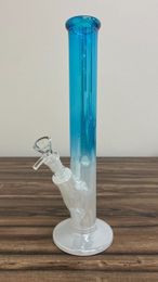 14 Inch Heady Glass Bong Thick Tinted Blue Silver Straight Ice Catcher Jellyfish Philtre Hookah Glass Bong Dab Rig Recycler Water Bongs 14mm US Warehouse