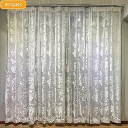 Curtain Vintage Velvet Flocking Jacquard Window Gauze White Curtains For Living Room Bedroom French Balcony Customised
