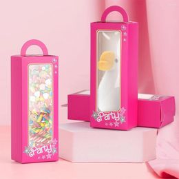 Gift Wrap 6Pcs Pink Handheld Paper Box Bride Hand Candy Packag Bag Birthday Packaging Party Supplies Handbag