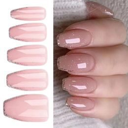 False Nails French Fashion Long Ballerina Pink Fake Pure Color Detachable Press On DIY