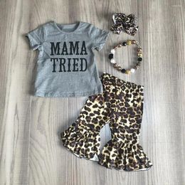 Clothing Sets Toddler Baby Infant Girls Letter T Shirt Leopard Print Flare Pants Outfits Set Welcome Home