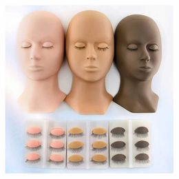 Mannequin Heads Training false eyelashes practicing silicone human model head used for beginner makeup doll facial practice eyelash extension tool Q240510