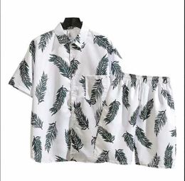Men's Tracksuits Hawaii collection beach style 2Pcs set shirt men with 3D printing summer suit collar short sleeve Shirts Man pants Q2405010