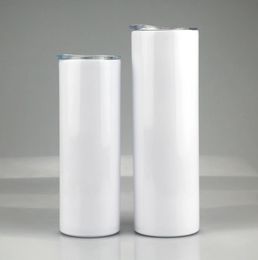 20oz 30oz Sublimation straight Tumbler Stainless steel blank white with lid straw Cylinder bottle sea ship DHB19599534202